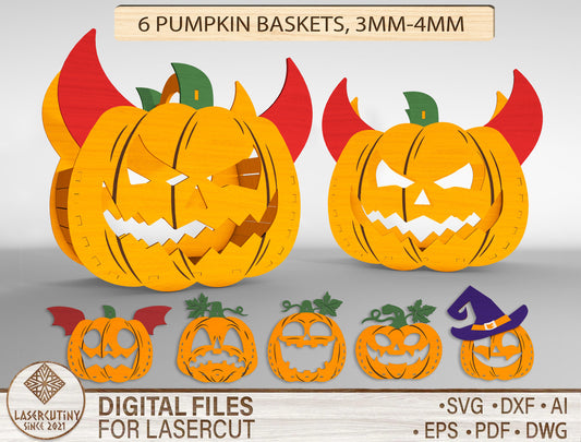 Halloween Pumpkin Basket SVG Laser Cut Bundle for Glowforge