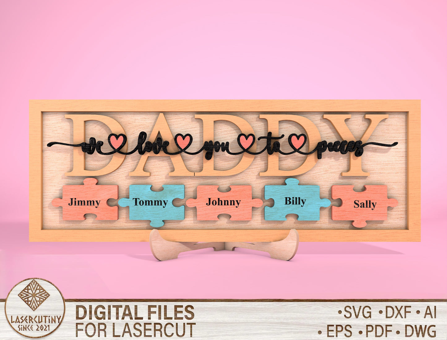 Personalized Dad Puzzle Sign SVG Laser Cut File for Glowforge and xTool