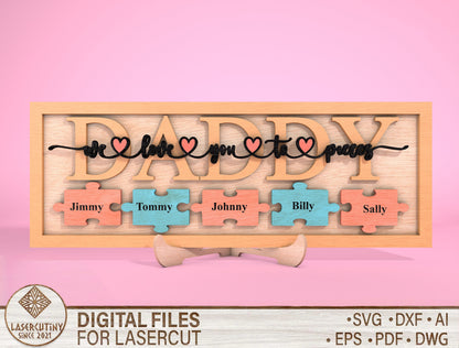 Personalized Dad Puzzle Sign SVG Laser Cut File for Glowforge and xTool