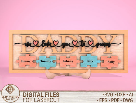 Personalized Dad Puzzle Sign SVG Laser Cut File for Glowforge and xTool