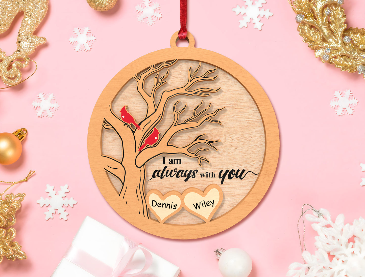 Personalized Cardinal Tree Ornament SVG Laser Cut File