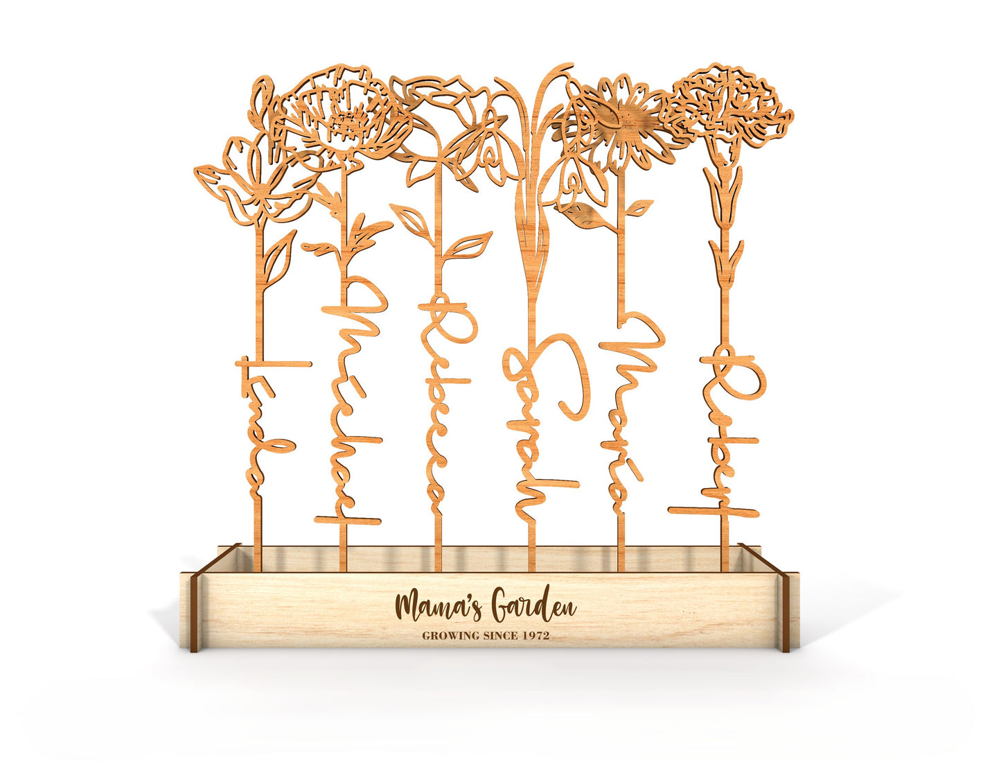 Birth Flower Garden Name Stem SVG Floral Display for LightBurn