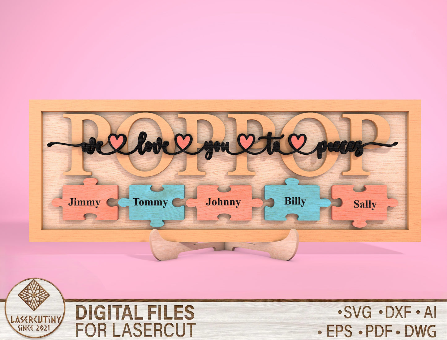 Personalized Dad Puzzle Sign SVG Laser Cut File for Glowforge and xTool