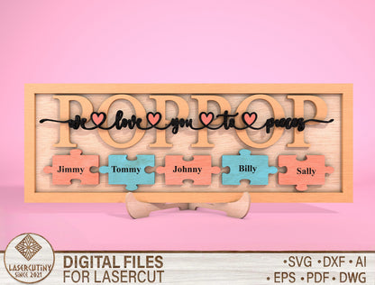 Personalized Dad Puzzle Sign SVG Laser Cut File for Glowforge and xTool