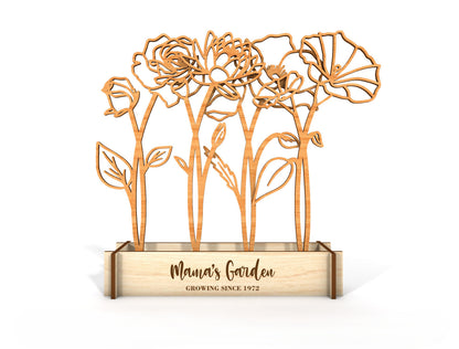 Birth Flower Garden Name Stem SVG Floral Display for LightBurn