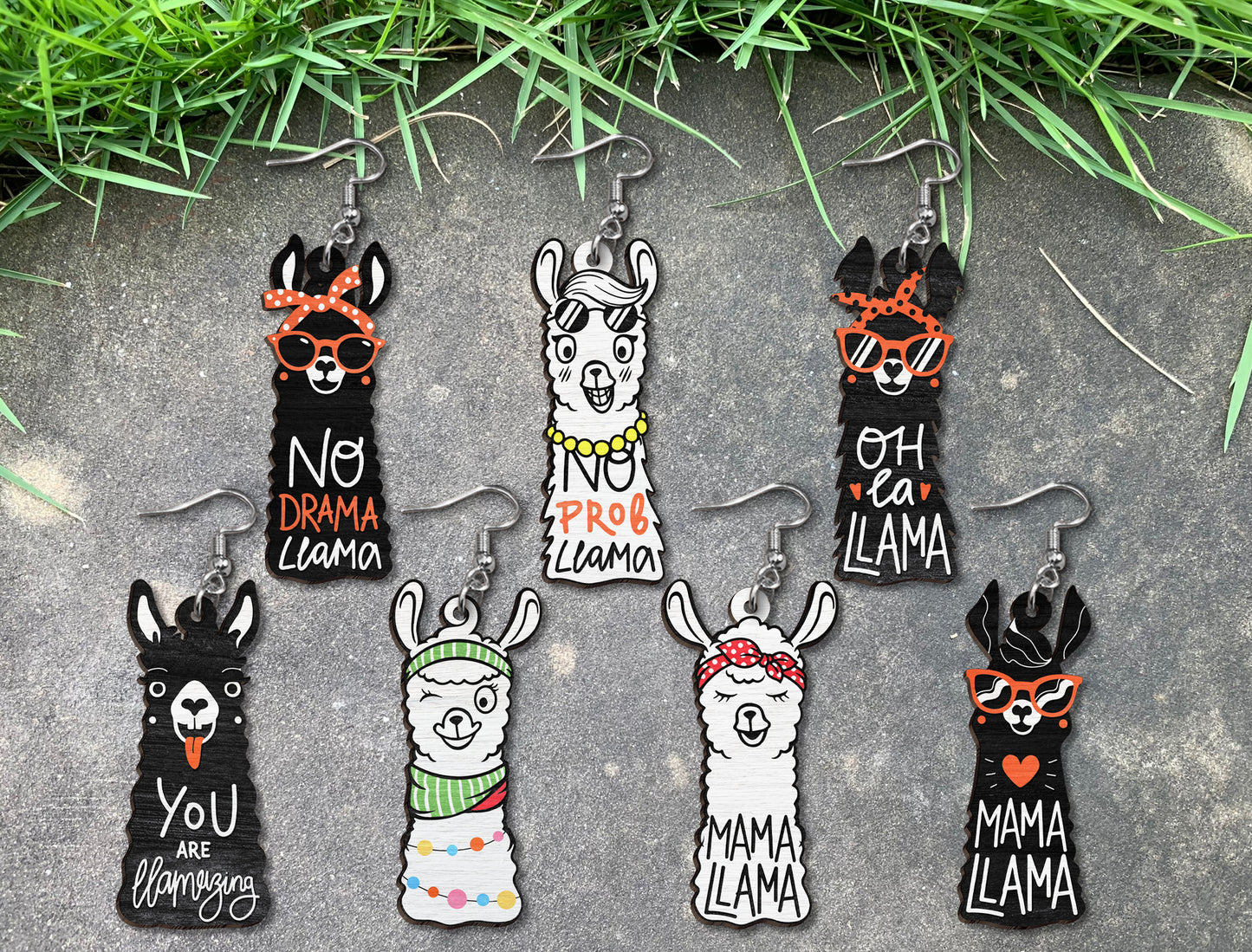 Funny Llama Earrings SVG Bundle Laser Cut File for LightBurn and xTool