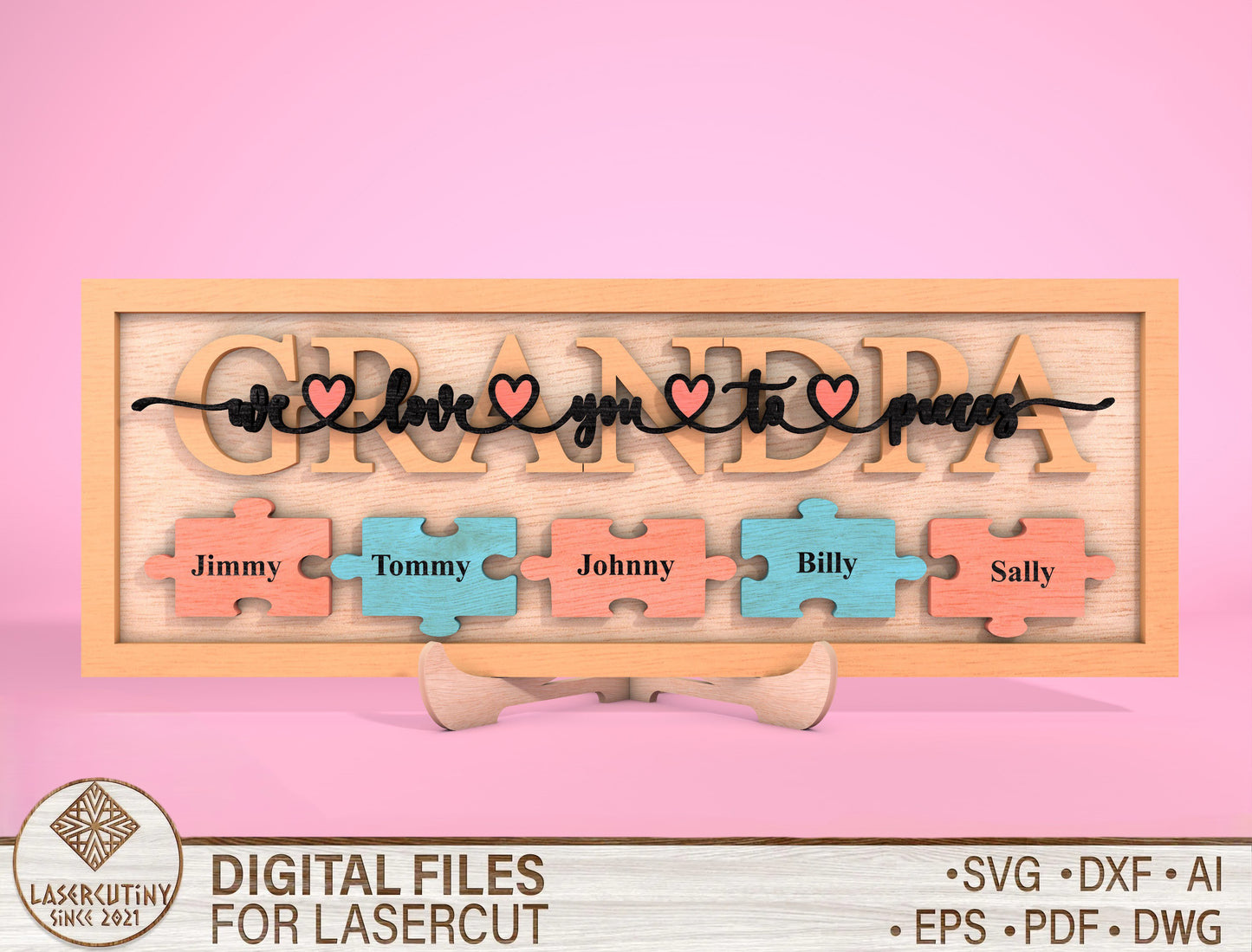 Personalized Dad Puzzle Sign SVG Laser Cut File for Glowforge and xTool