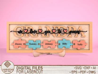 Personalized Dad Puzzle Sign SVG Laser Cut File for Glowforge and xTool