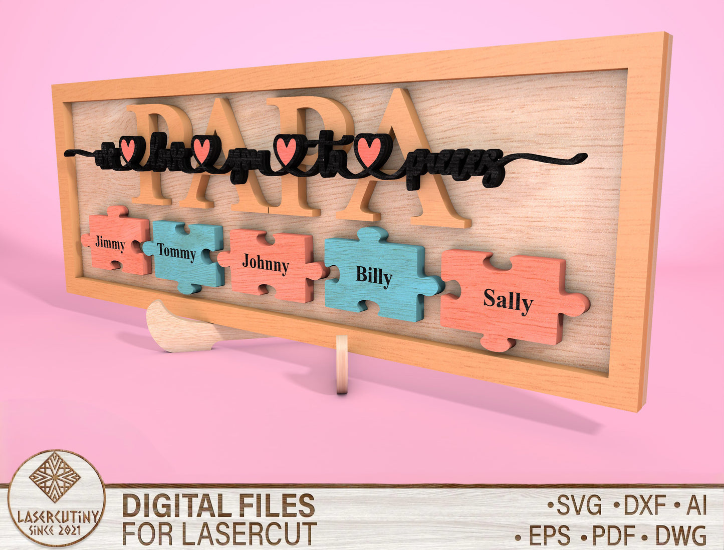 Personalized Dad Puzzle Sign SVG Laser Cut File for Glowforge and xTool