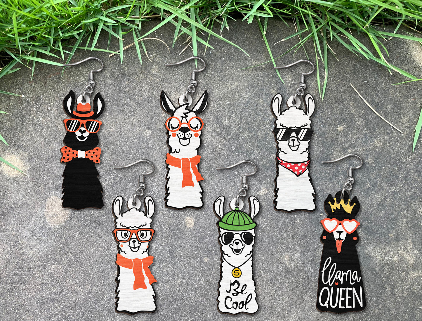 Funny Llama Earrings SVG Bundle Laser Cut File for LightBurn and xTool