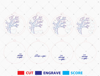 Personalized Cardinal Tree Ornament SVG Laser Cut File
