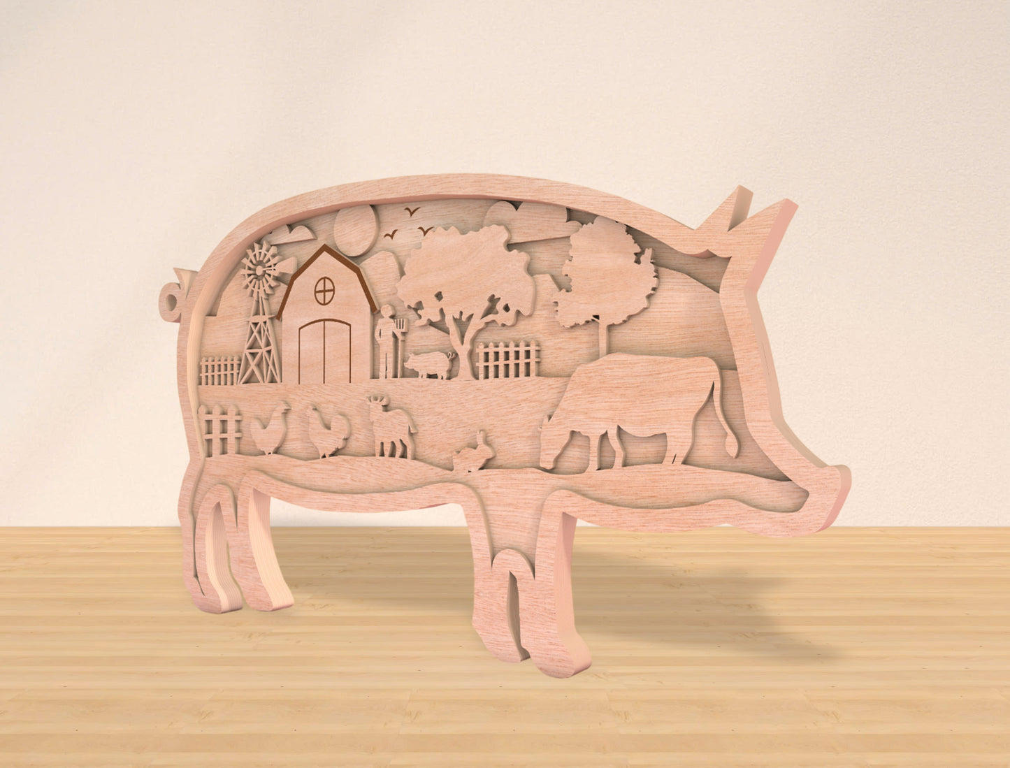 Multilayer Farm Animal Scene SVG Laser Cut File for Glowforge and xTool