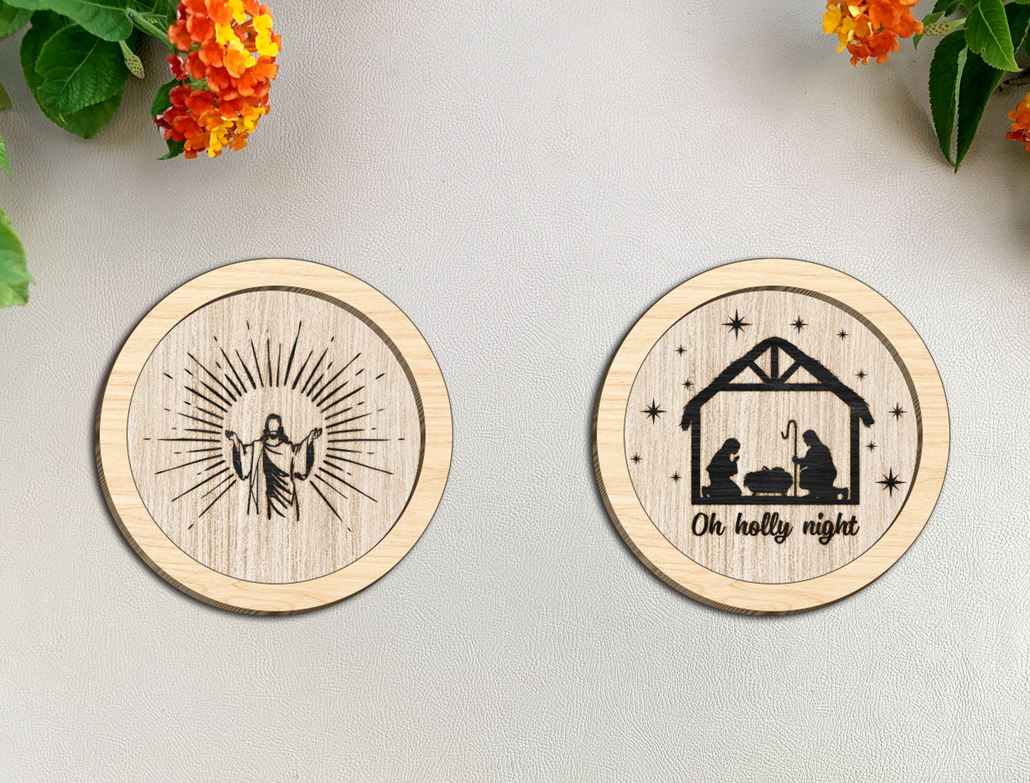 Round Wooden Sign SVG Bundle Laser Cut File for Glowforge