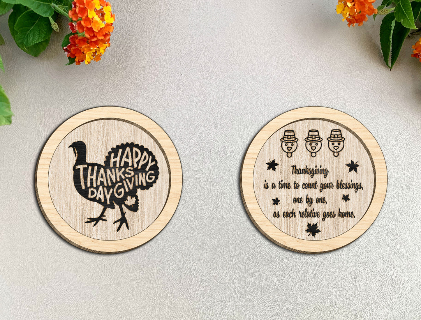 Round Wooden Sign SVG Bundle Laser Cut File for Glowforge