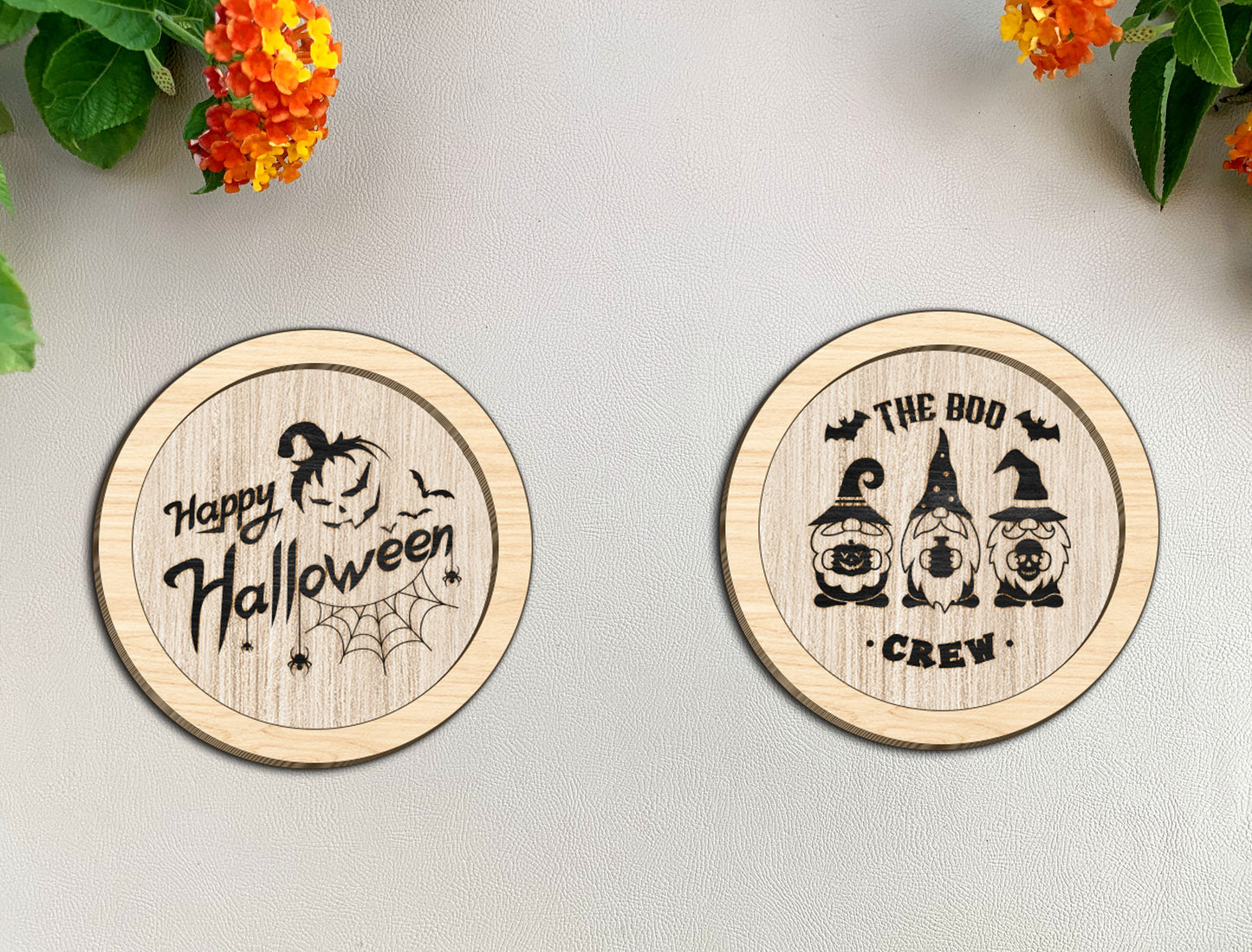 Round Wooden Sign SVG Bundle Laser Cut File for Glowforge
