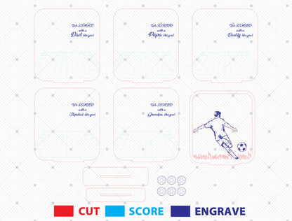 Personalized Soccer Dad Kids Names SVG for Glowforge and xTool