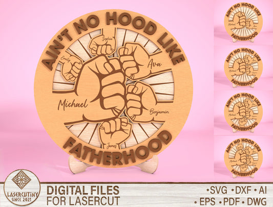 Personalized Fist Bump Dad Sign SVG Laser Cut File for Glowforge