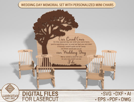 Wedding Memorial Display SVG Laser Cut File for Glowforge and xTool