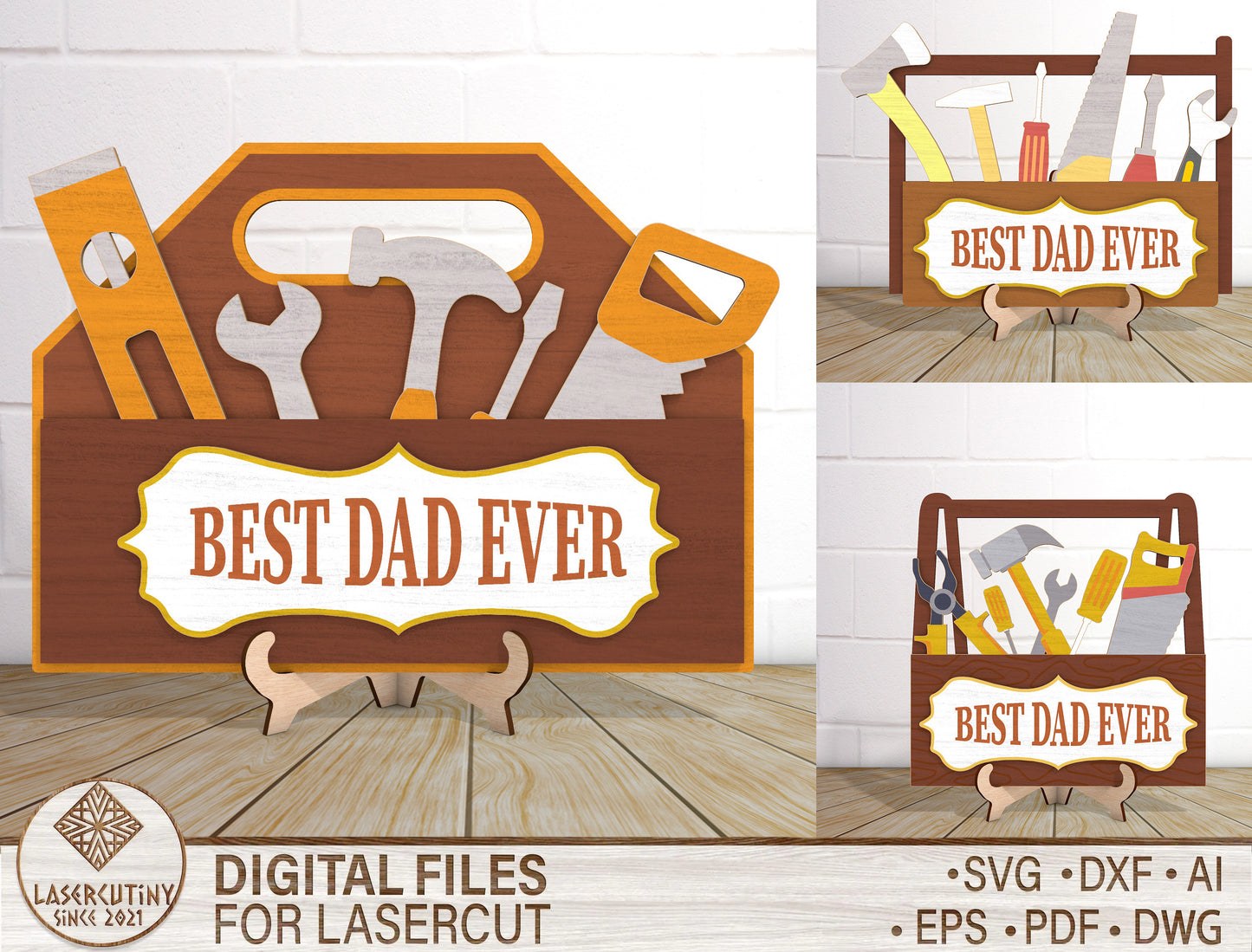 Best Dad Ever Toolbox Sign SVG Laser Cut File for Glowforge and LightBurn
