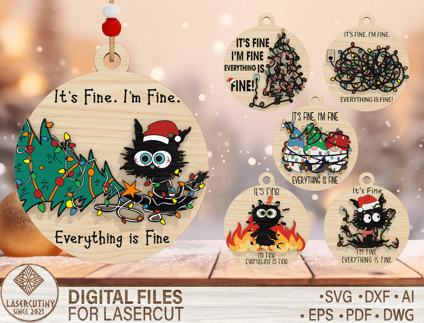 Funny Christmas Quote Round Ornament Laser Cut File | Ready to Cut | Glowforge, xTool, LightBurn, etc. My Store