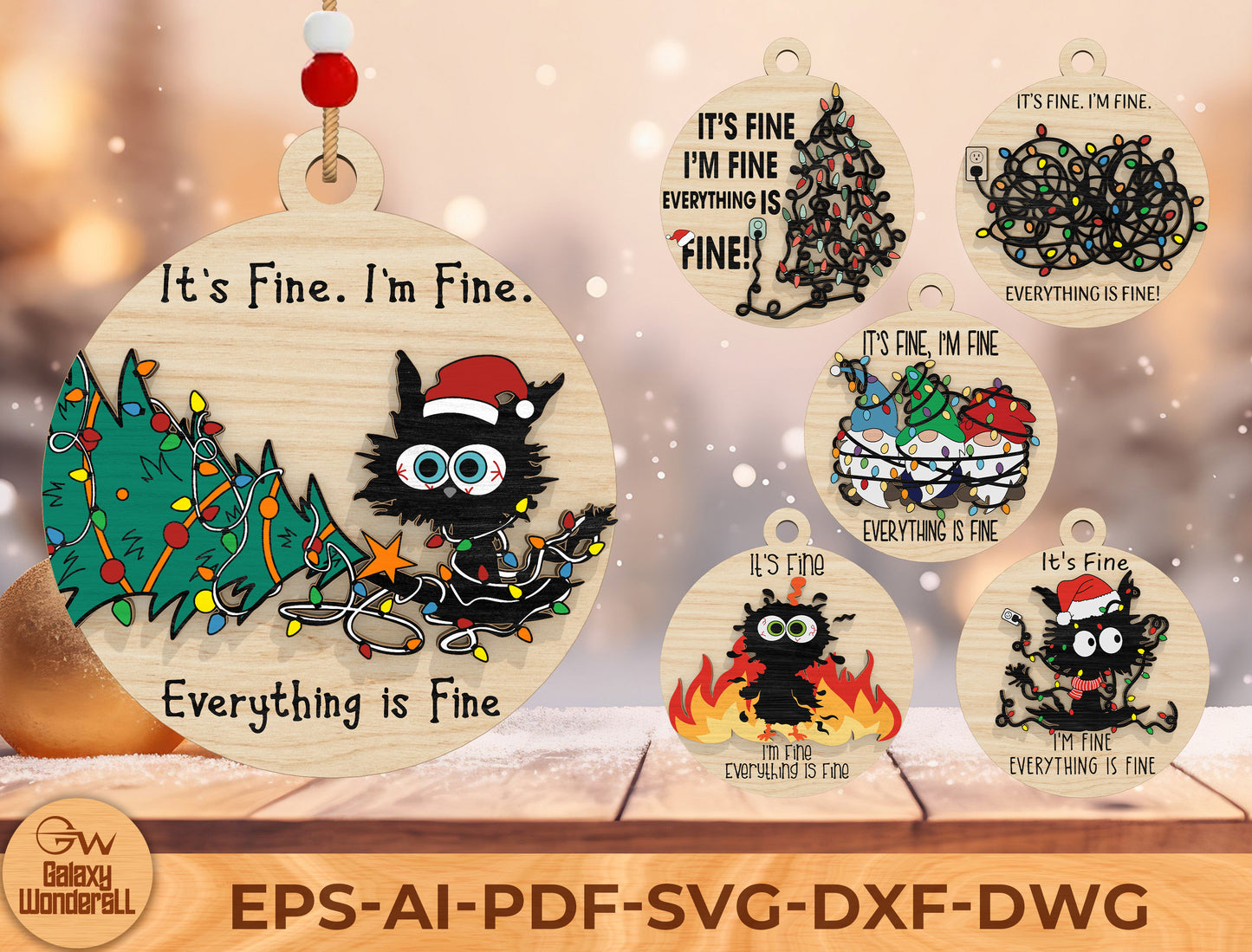 Funny Christmas Quote Round Ornament Laser Cut File | Ready to Cut | Glowforge, xTool, LightBurn, etc.