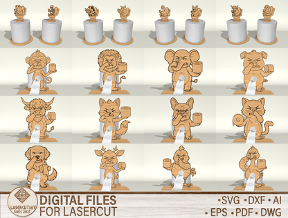 Toilet Paper Holder SVG Bundle for Glowforge and xTool