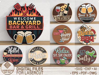 Backyard Bar and Grill SVG Bundle for Glowforge, xTool, and LightBurn