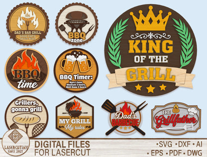 BBQ Grill Sign Bundle SVG Laser Cut File for xTool and Glowforge