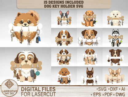 Dog Key Holder SVG Bundle for xTool, Glowforge, or LightBurn