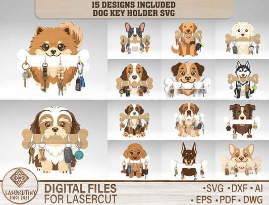 Dog Key Holder SVG Bundle for xTool, Glowforge, or LightBurn