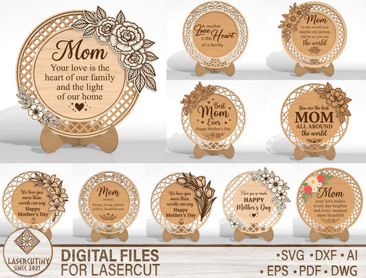 Mother Plaque SVG Bundle Laser Cut File for Glowforge and LightBurn