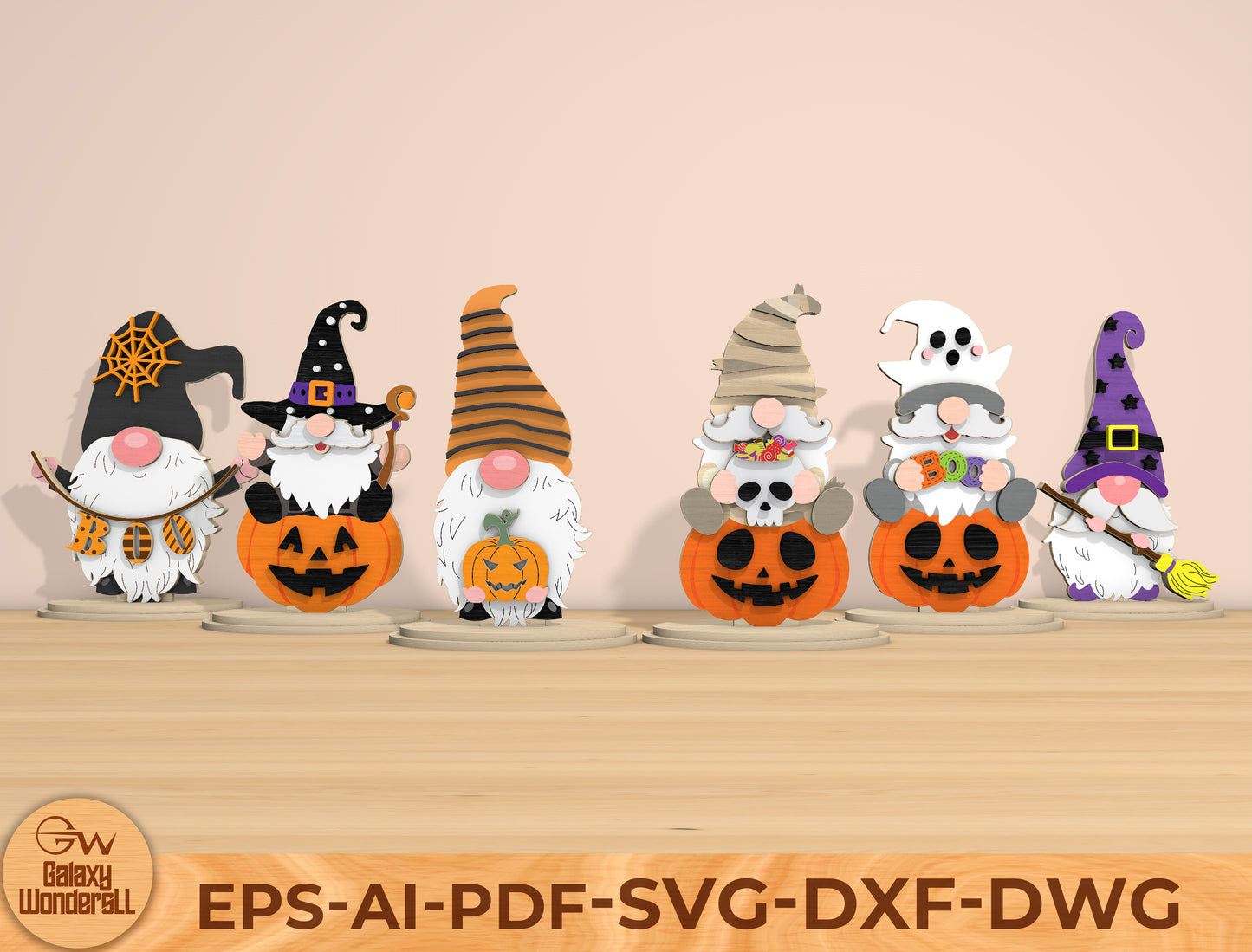 Halloween Pumpkin Gnome SVG Bundle Laser Cut File | 6 Cute Gnome Designs | Spooky Tabletop Decor | Glowforge, xTool, LightBurn, etc.