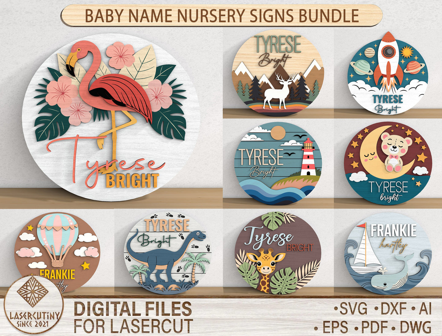 Personalized Nursery Sign SVG Bundle for xTool Glowforge