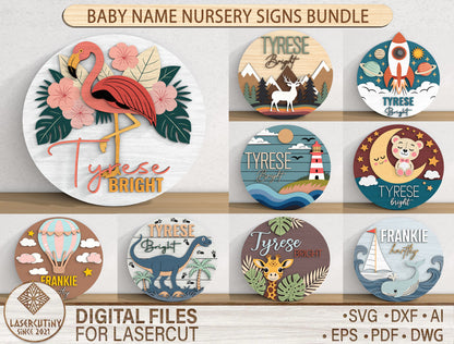 Personalized Nursery Sign SVG Bundle for xTool Glowforge