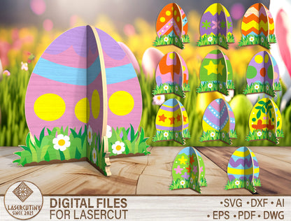 Easter Egg Stand SVG Freestanding Egg Ornament Spring for LightBurn