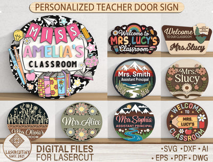 Teacher Door Sign Bundle SVG Classroom Decor for Glowforge Users