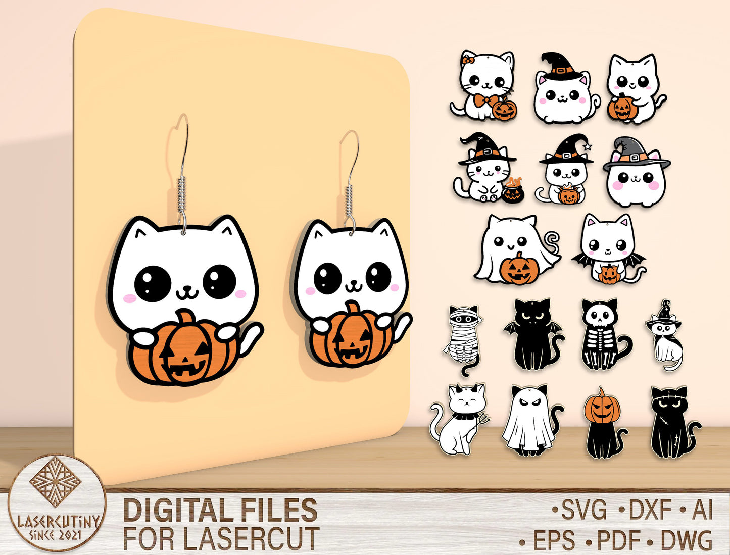 Halloween Cat SVG Bundle for Glowforge xTool LightBurn 16 Designs