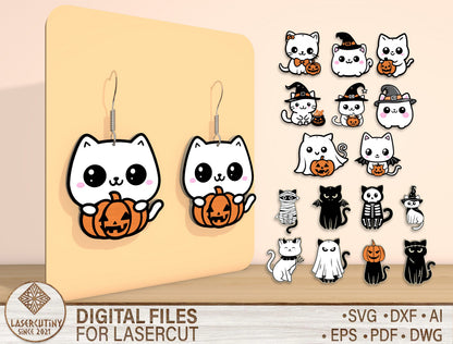 Halloween Cat SVG Bundle for Glowforge xTool LightBurn 16 Designs
