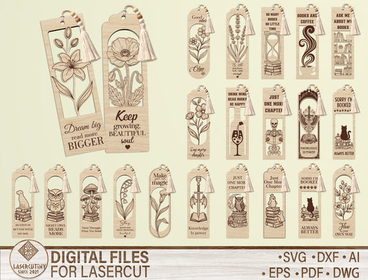 Bookmark SVG Bundle Laser Cut File for Glowforge and LightBurn