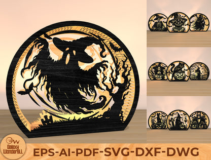 Halloween Raven Lantern SVG Bundle Laser Cut File | 10 Spooky Lantern Designs | Wooden Light Decor | Glowforge, xTool, LightBurn, etc.
