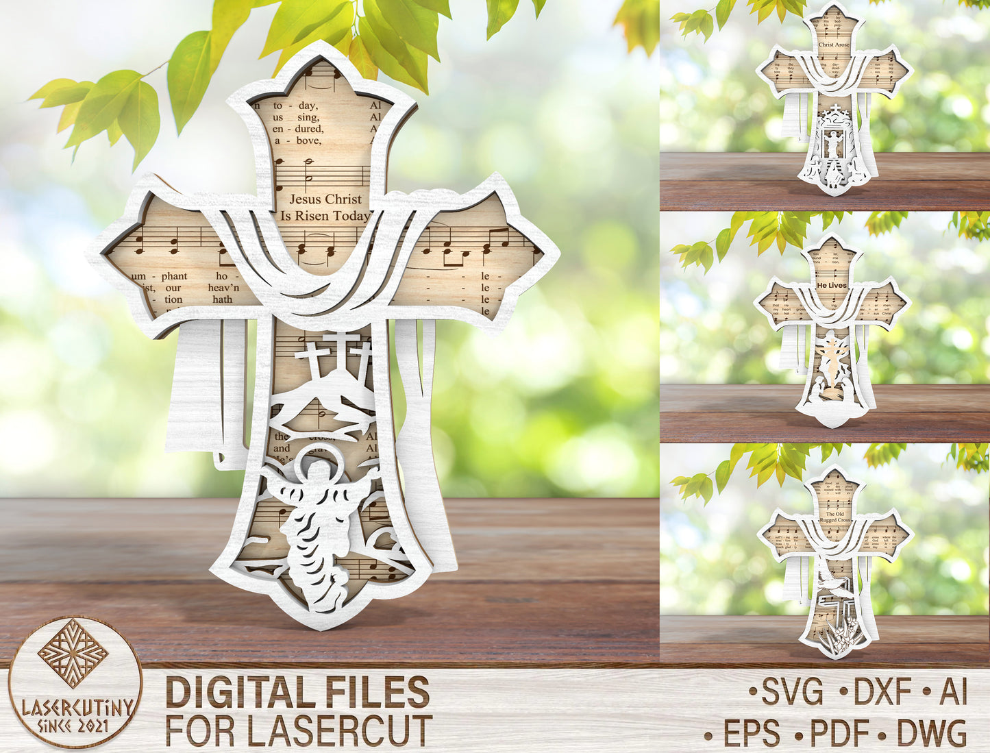 Cross Faith SVG Bundle Jesus Wooden Cross Decor for LightBurn and Glowforge