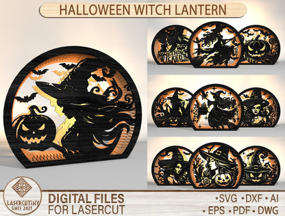 Halloween Witch Lantern SVG Bundle 10 Designs for Glowforge xTool LightBurn