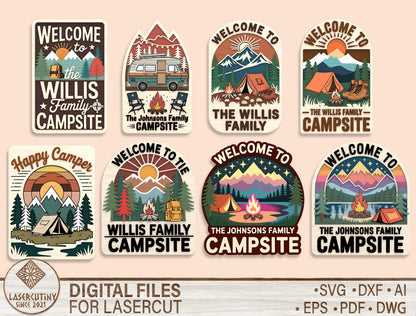 Personalized Campsite Door Sign SVG Bundle for Glowforge and xTool
