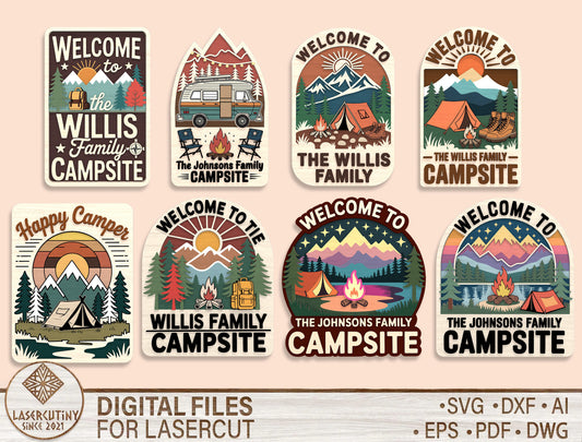 Personalized Campsite Door Sign SVG Bundle for Glowforge and xTool