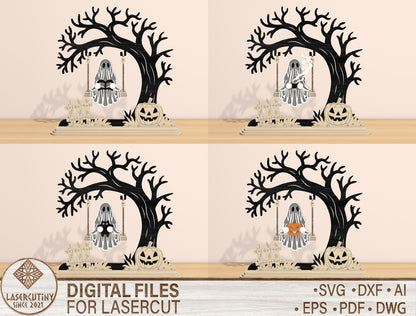 Halloween Ghost Tree Swing SVG Bundle for xTool and Glowforge