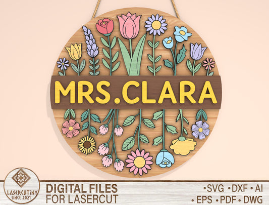 Personalized Rustic Classroom Door Sign SVG Laser Cut File for Glowforge and xTool