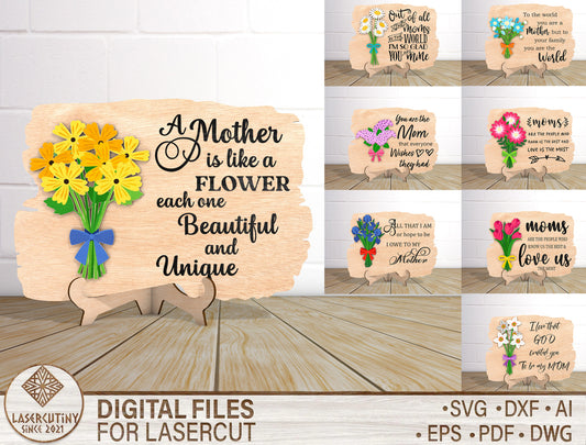 Mother Flower Quote Sign SVG Bundle A Mother Is Like for Glowforge