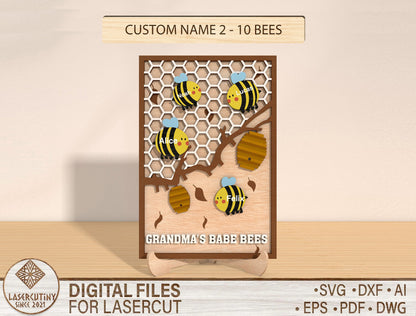 Personalized Grandma Bee Honeycomb Sign SVG Bundle for Glowforge