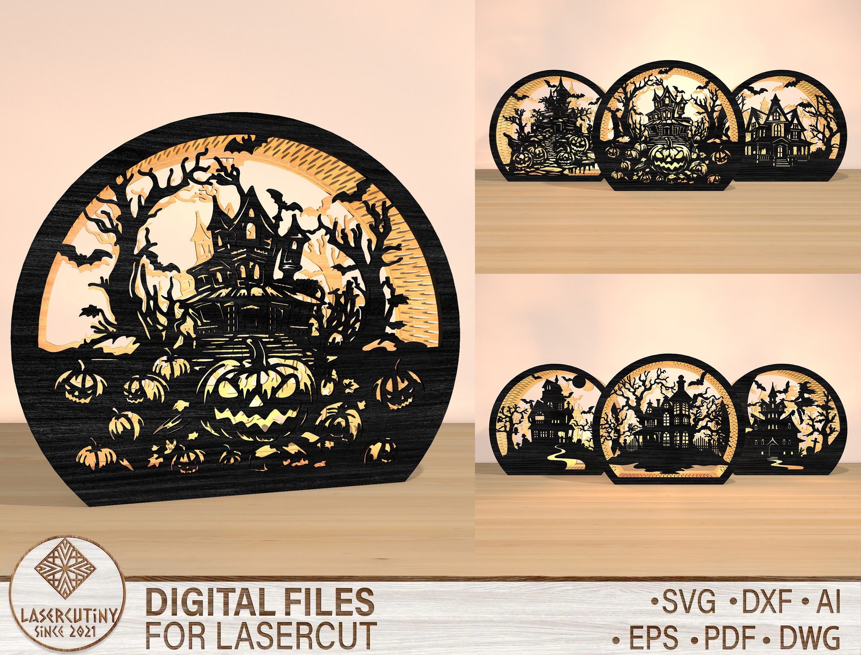 Haunted House Halloween Lantern SVG Bundle