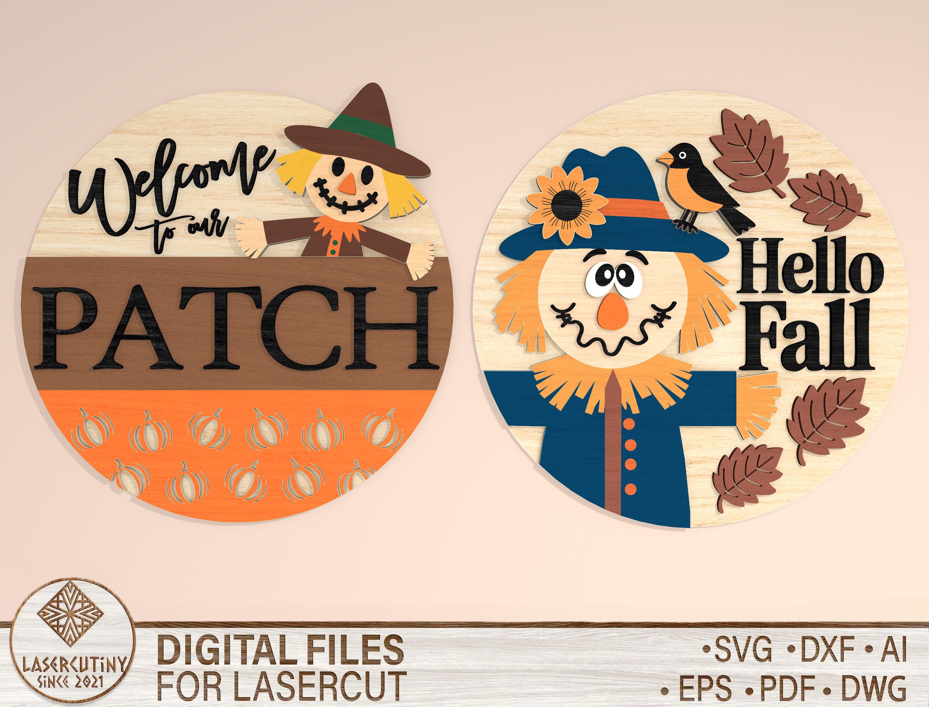 Scarecrow Welcome to Our Patch Door Hanger SVG Set
